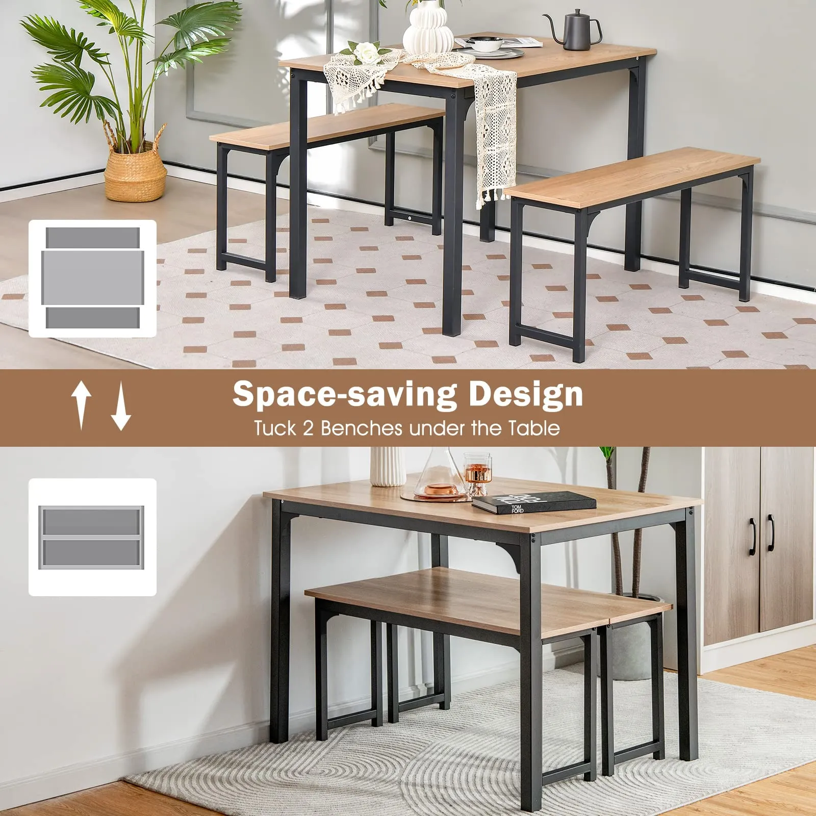 Giantex Dining Table Set for 4, Industrial Kitchen Table Set