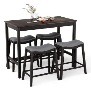 Giantex Dining Table Set for 4, Kitchen Counter Height Table w/ 4 Stools (Black) tablecloth, dining table