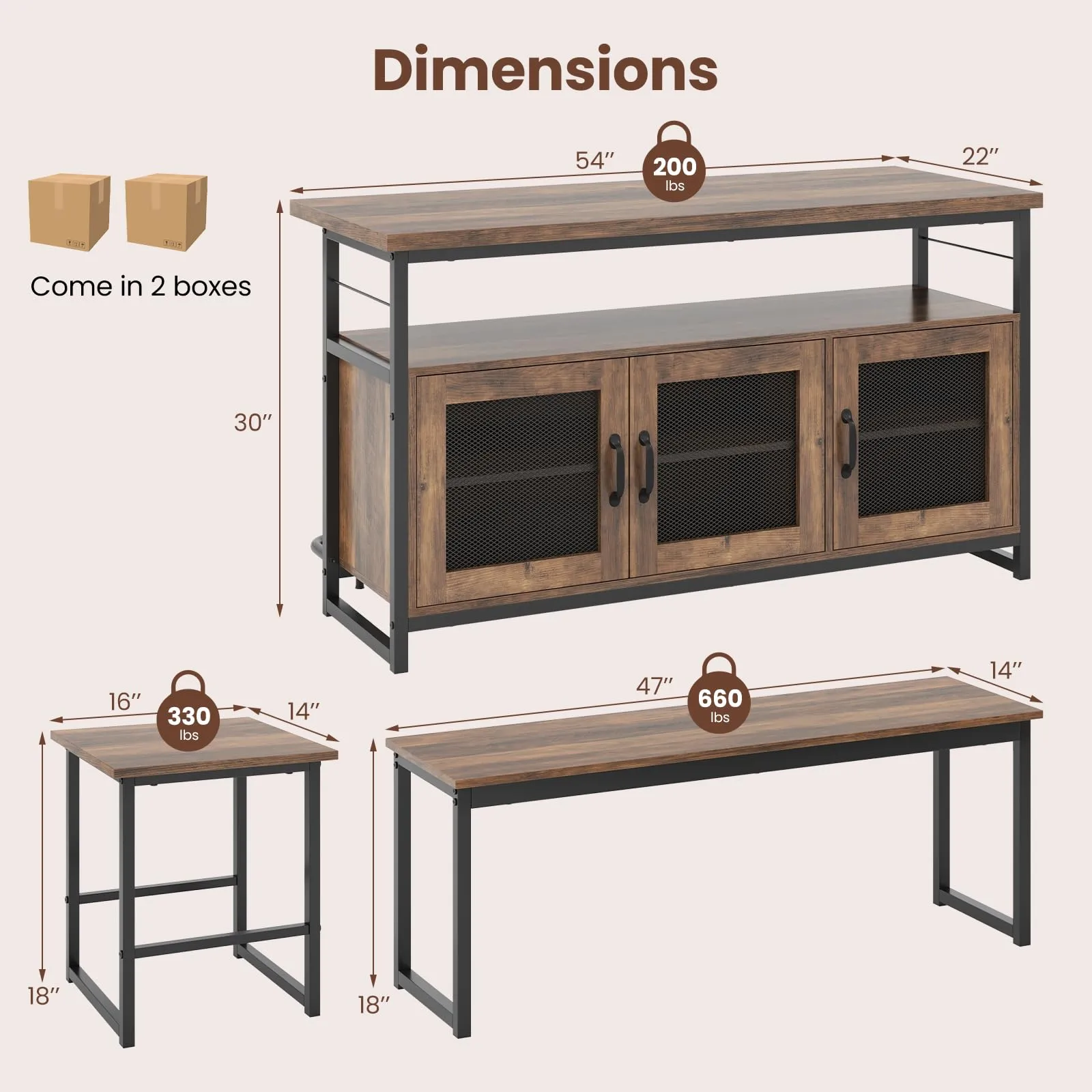 Giantex Dining Table Set for 4, Kitchen Island with Seating Bench & Stools, Storage Cabinet, 3-Position Adjustable Shelves