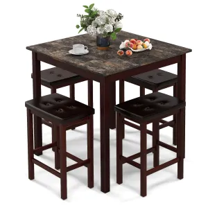 Giantex Dining Table Set for 4, Kitchen Table Chairs Set of 4, Counter Height Dining Table Set with 4 Bar Stools tablecloth, dining table