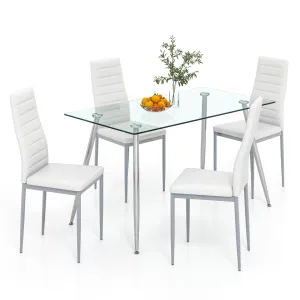 Giantex Dining Table Set for 4, Kitchen Table Chairs Set with 51 Rectangle Glass Dining Table tablecloth, dining table