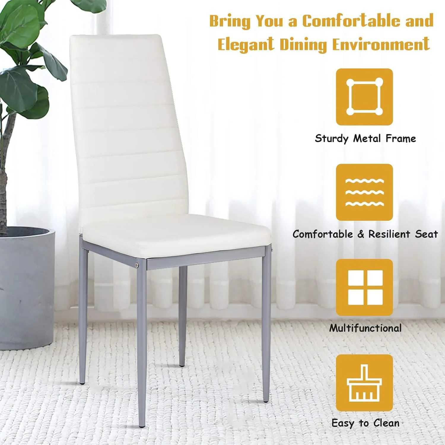 Giantex Dining Table Set for 4, Kitchen Table Chairs Set with 51 Rectangle Glass Dining Table