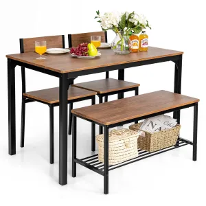 Giantex Dining Table Set for 4, Kitchen Table with Bench and Chairs tablecloth, dining table