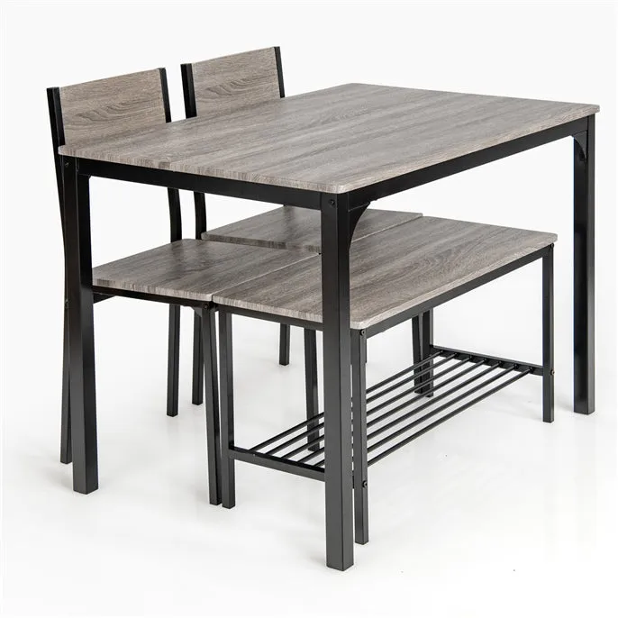 Giantex Dining Table Set for 4, Kitchen Table with Bench and Chairs
