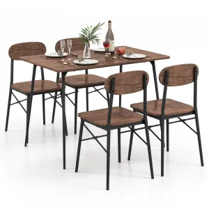 Giantex Dining Table Set for 4, Mid-Century Kitchen Furniture Set w/Kitchen Table, 4 Dining Chairs tablecloth, dining table