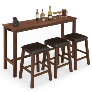 Giantex Dining Table Set, Kitchen Table Set, 4-Piece Counter Height Dining Set with 3 Upholstered Stools tablecloth, dining table