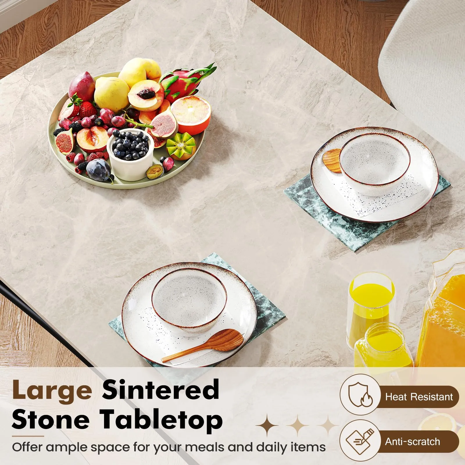 Giantex Dining Table with Large Faux Marble Tabletop