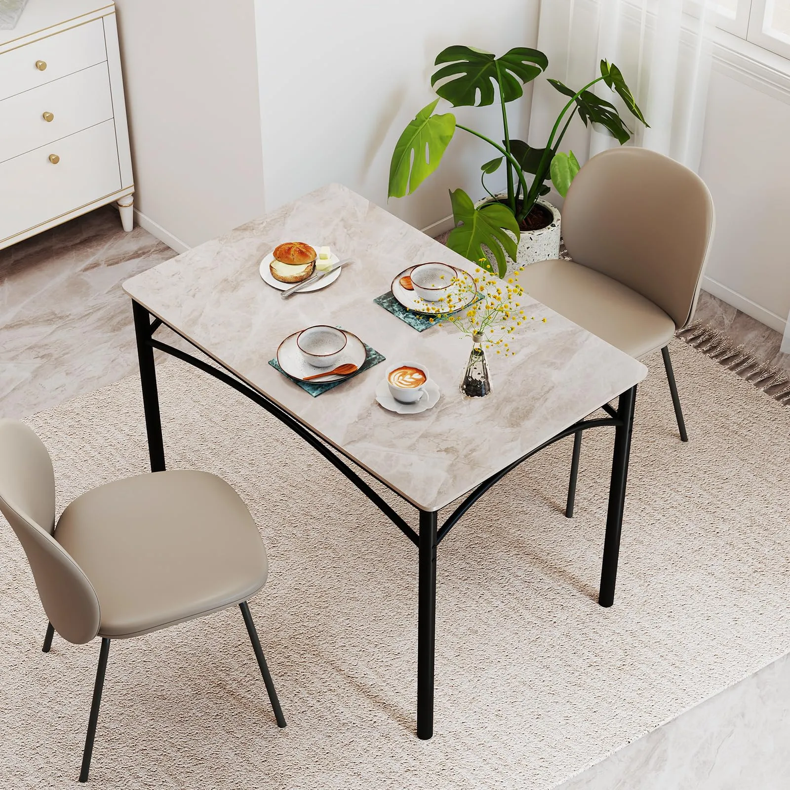 Giantex Dining Table with Large Faux Marble Tabletop