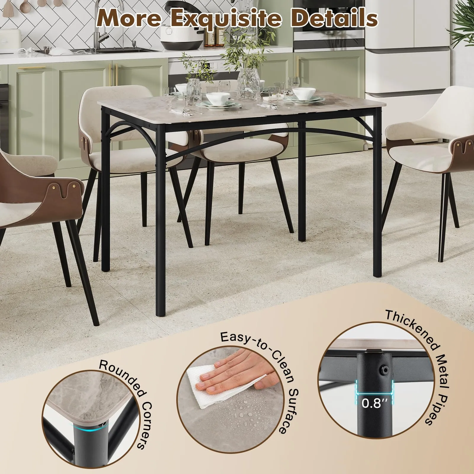Giantex Dining Table with Large Faux Marble Tabletop