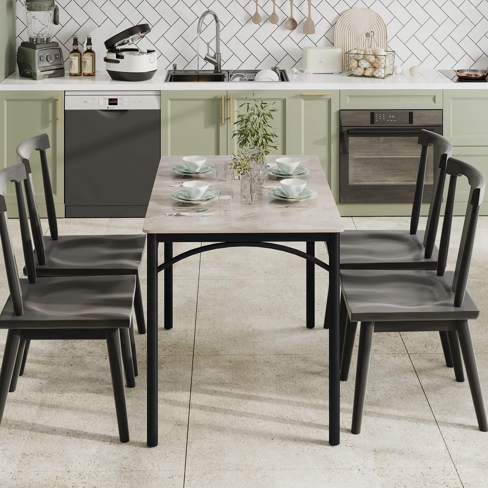 Giantex Dining Table with Large Faux Marble Tabletop