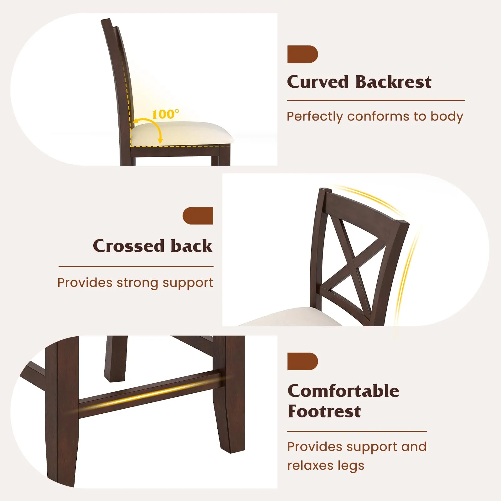 Giantex Farmhouse Counter Height Bar Stools with Footrest
