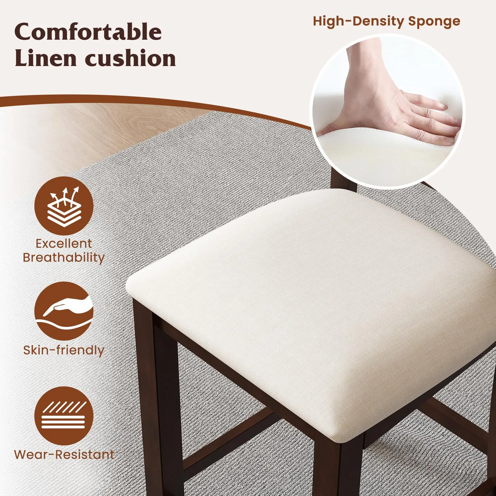 Giantex Farmhouse Counter Height Bar Stools with Footrest