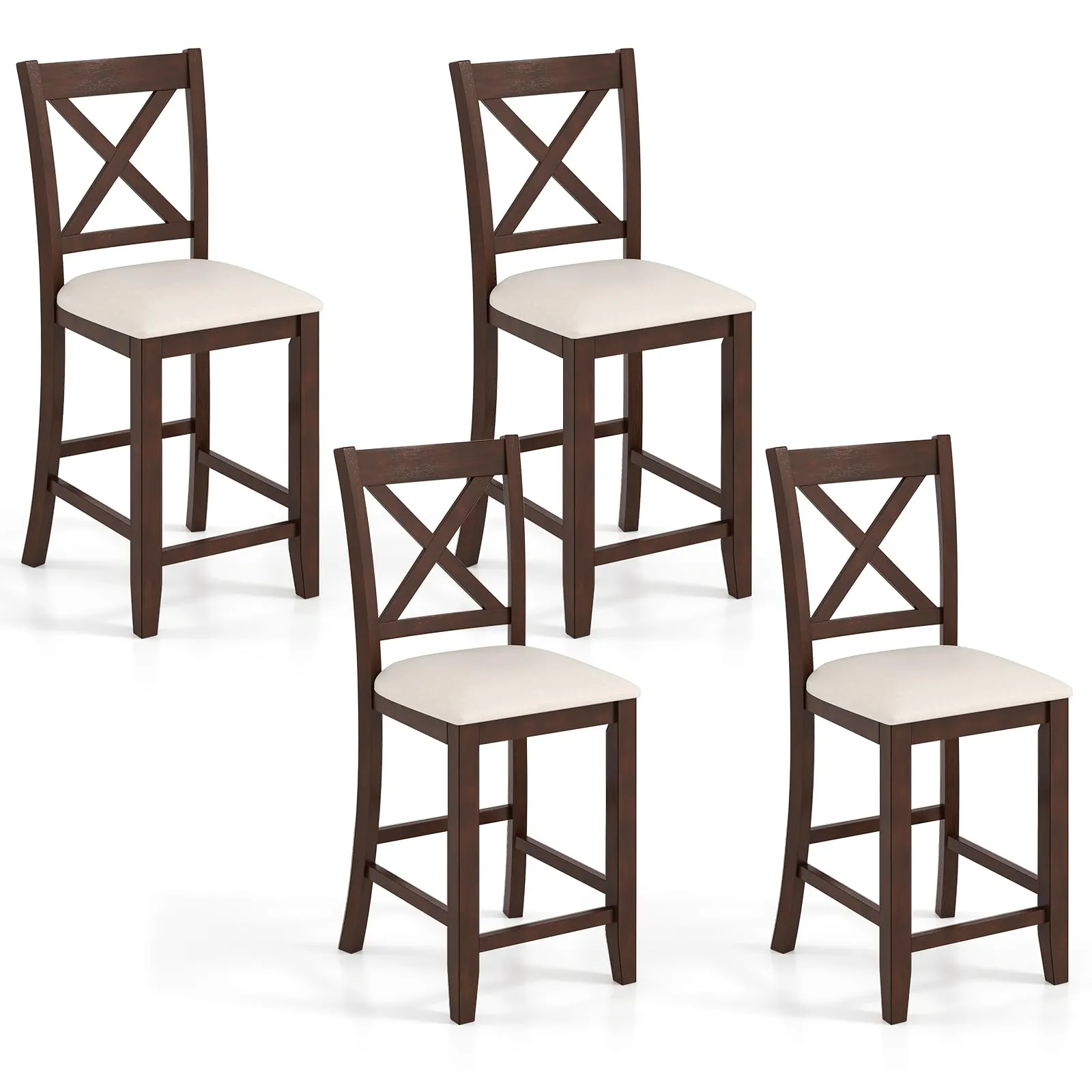 Giantex Farmhouse Counter Height Bar Stools with Footrest