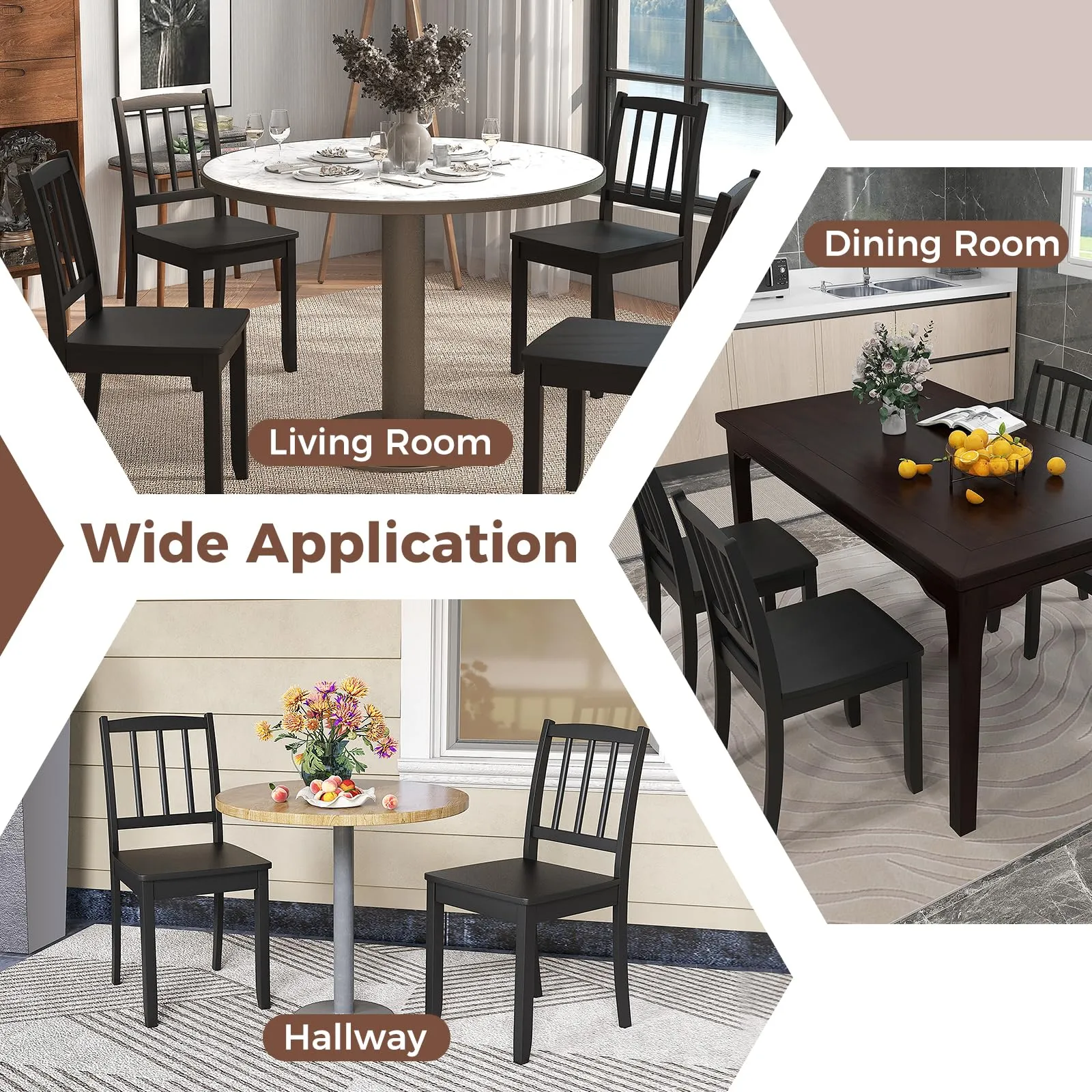 Giantex Farmhouse Dining Chairs Set of 2/4, Modern Kitchen Chairs w/Rubber Wood Legs & Curved Backrest