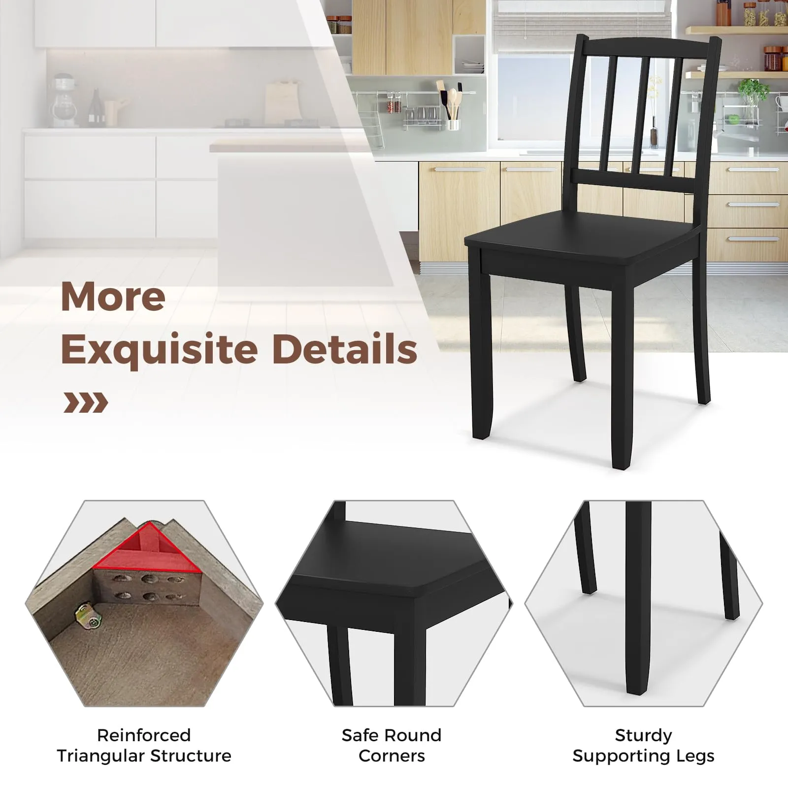 Giantex Farmhouse Dining Chairs Set of 2/4, Modern Kitchen Chairs w/Rubber Wood Legs & Curved Backrest