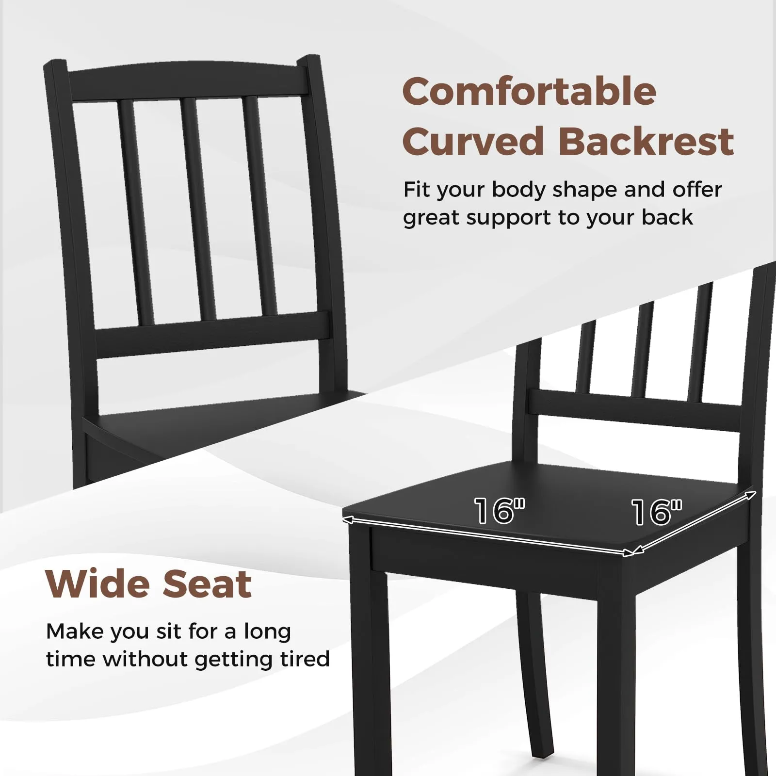 Giantex Farmhouse Dining Chairs Set of 2/4, Modern Kitchen Chairs w/Rubber Wood Legs & Curved Backrest