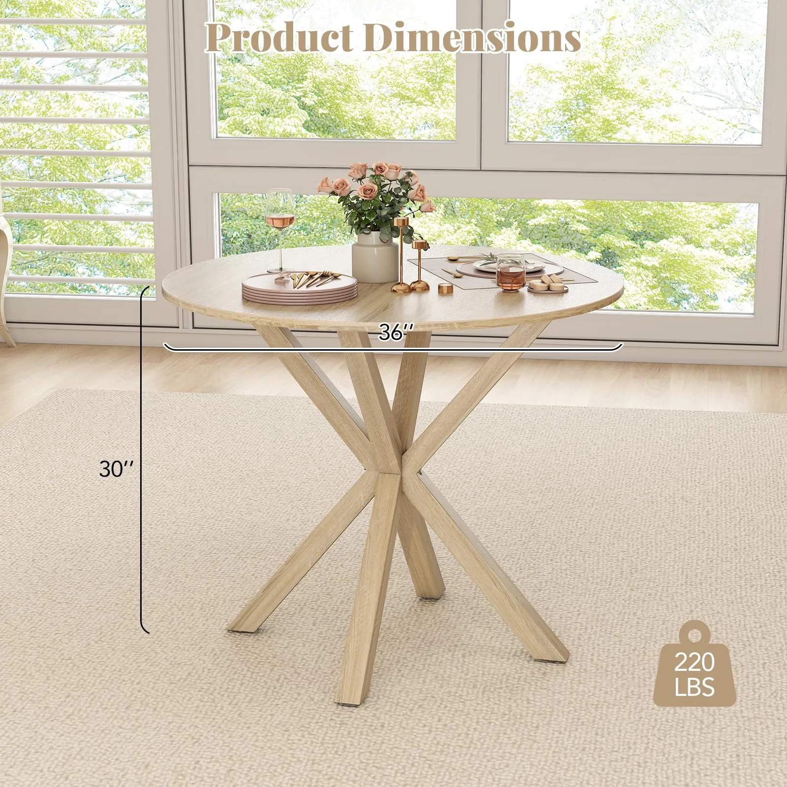 Giantex Farmhouse Kitchen Table with Rubber Wood Legs