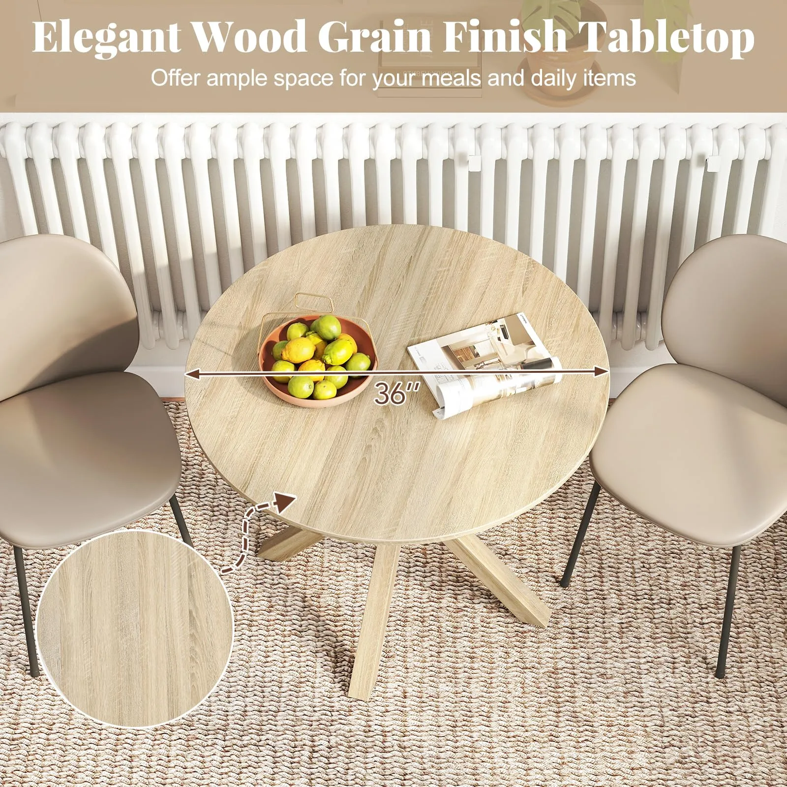 Giantex Farmhouse Kitchen Table with Rubber Wood Legs