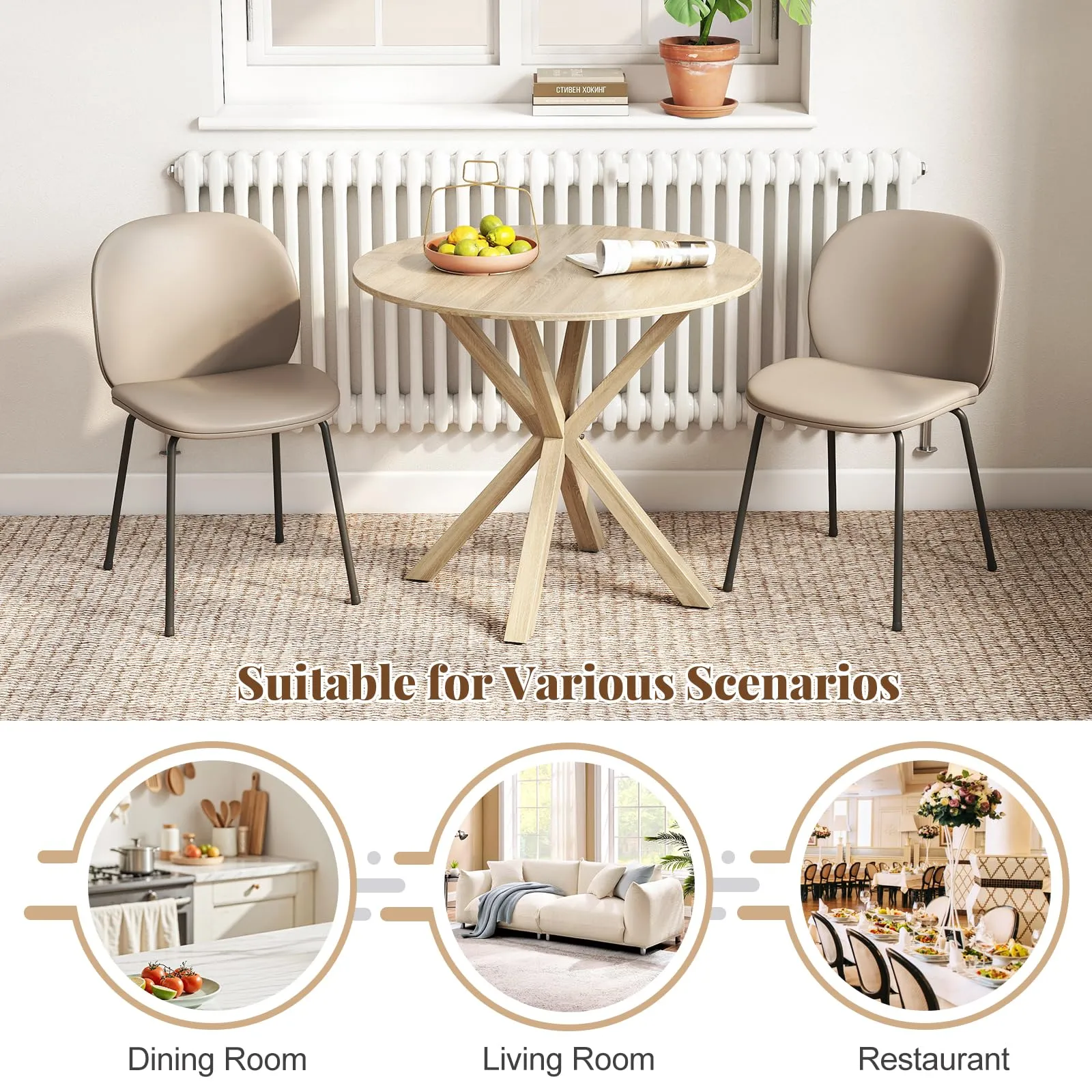 Giantex Farmhouse Kitchen Table with Rubber Wood Legs