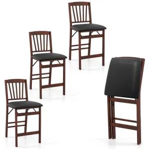 Giantex Folding Bar Stools Set, 24.5" Counter Height Bar Dining Chairs with Back kitchen barstool, adjustable bar stool