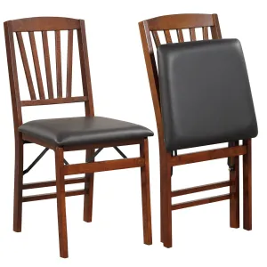 Giantex Folding Dining Chairs Set of 2, Foldable Wood Kitchen Chairs with Padded Seat set of dining chairs, wooden chairs