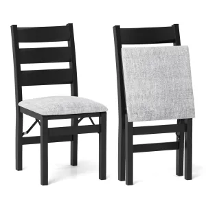 Giantex Folding Dining Chairs Set of 2, Modern Upholstered Kitchen Chairs w/Slatted Backrest & Padded Seat set of dining chairs, wooden chairs
