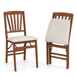 Giantex Folding Dining Chairs Set of 2/4, Modern Kitchen Chairs w/Padded Seat & Slatted Backrest, Rubber Wood Frame set of dining chairs, wooden chairs