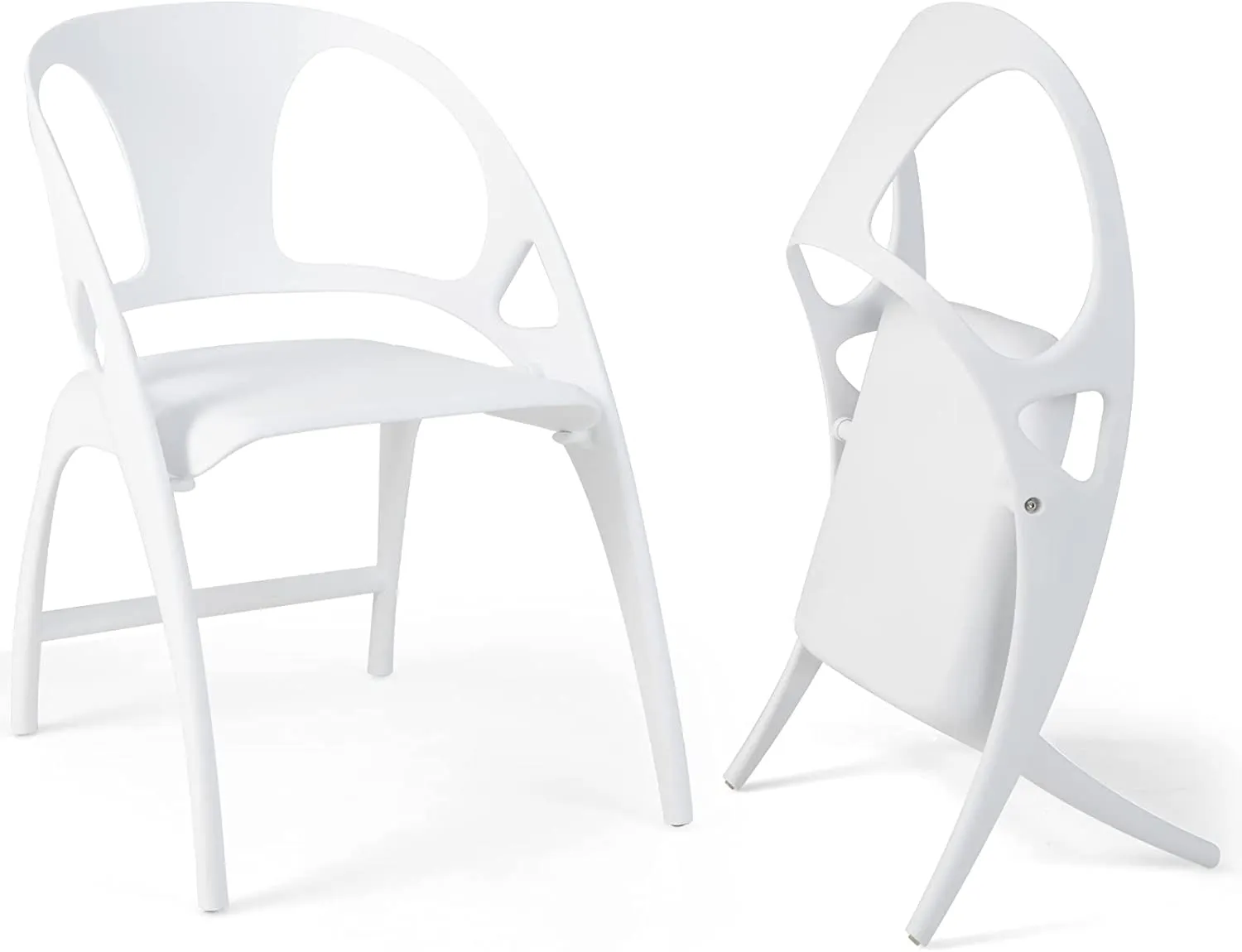 Giantex Folding Dining Chairs Set of 2/4, Outdoor Plastic Dining Chairs with Armrest and High Backrest
