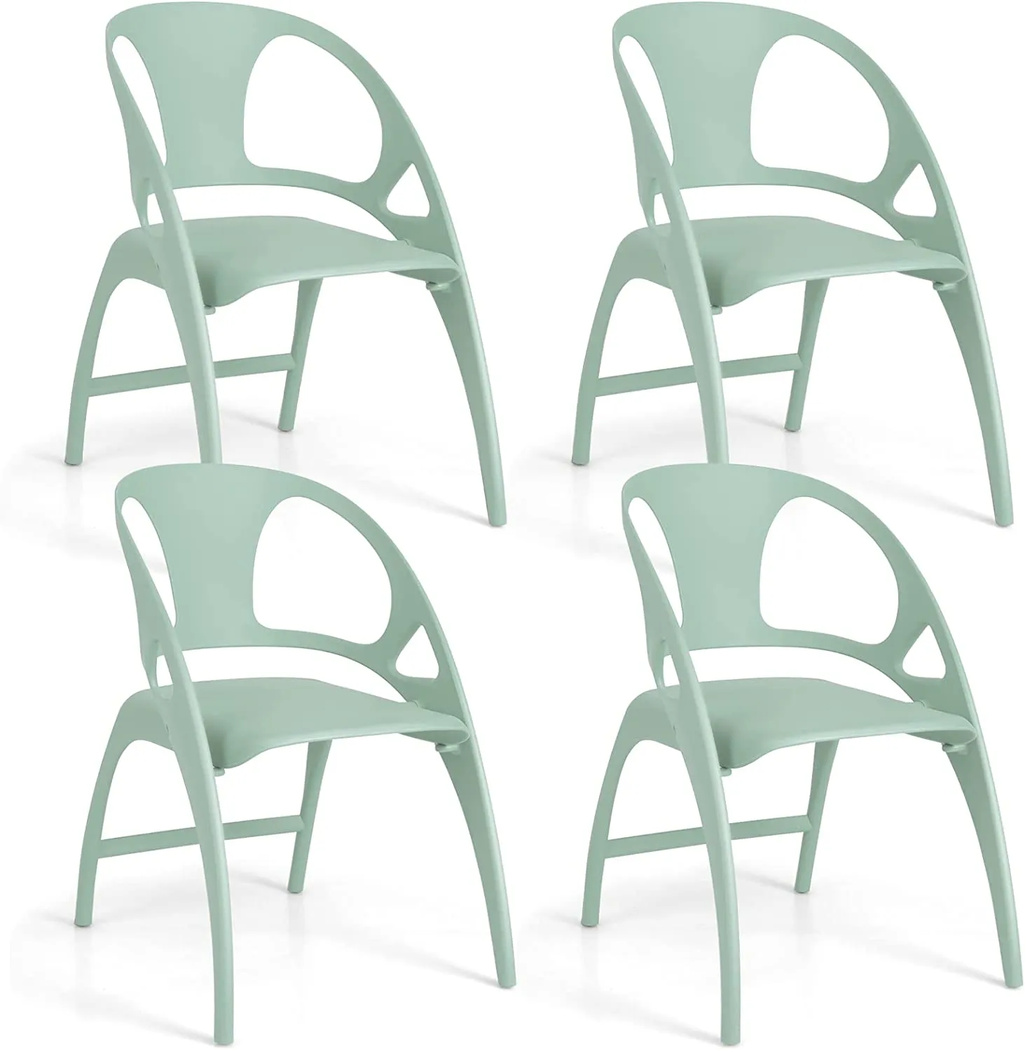 Giantex Folding Dining Chairs Set of 2/4, Outdoor Plastic Dining Chairs with Armrest and High Backrest