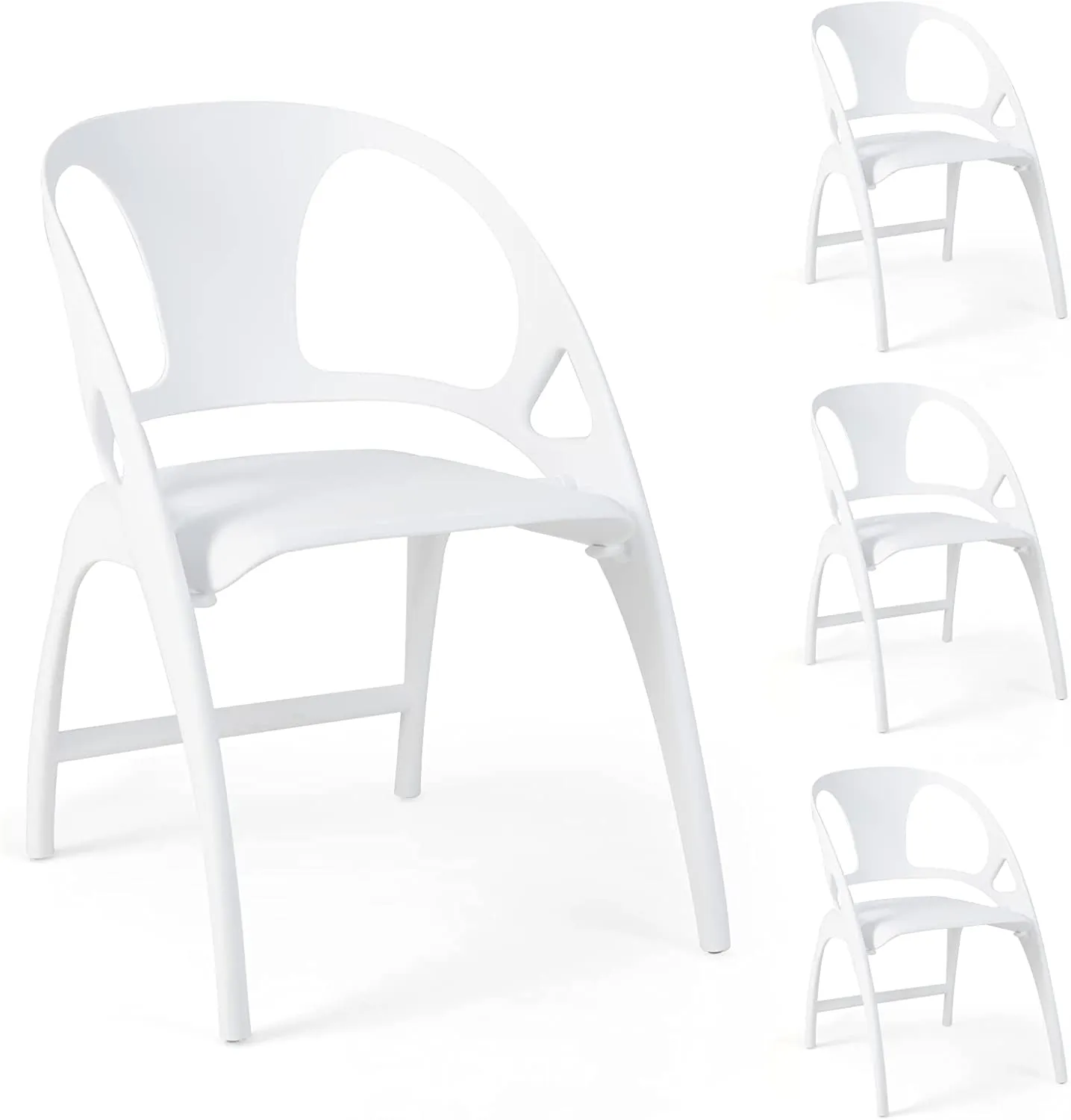 Giantex Folding Dining Chairs Set of 2/4, Outdoor Plastic Dining Chairs with Armrest and High Backrest