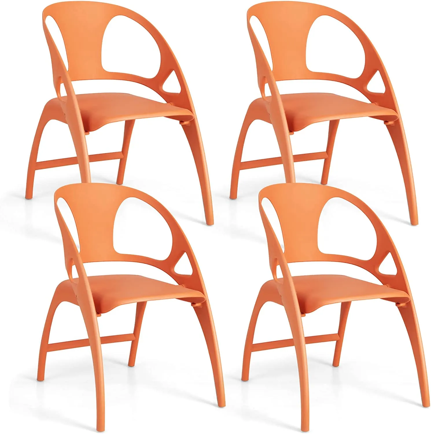 Giantex Folding Dining Chairs Set of 2/4, Outdoor Plastic Dining Chairs with Armrest and High Backrest