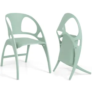 Giantex Folding Dining Chairs Set of 2/4, Outdoor Plastic Dining Chairs with Armrest and High Backrest set of dining chairs, wooden chairs