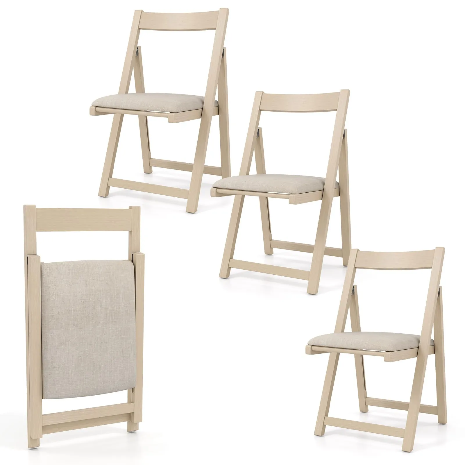 Giantex Folding Dining Chairs Set of 4 set of dining chairs, wooden chairs