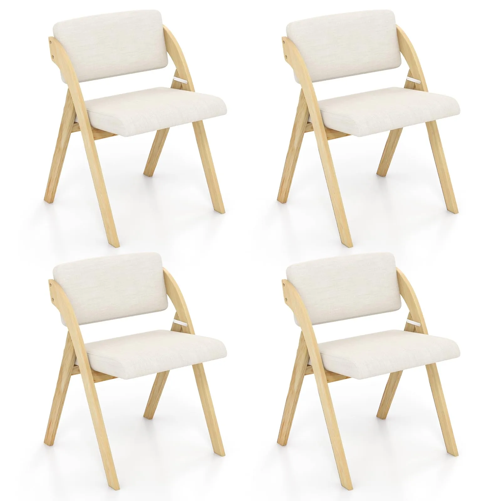 Giantex Folding Dining Chairs Set, Portable Kitchen Chairs with Padded & Seat Backrest set of dining chairs, wooden chairs