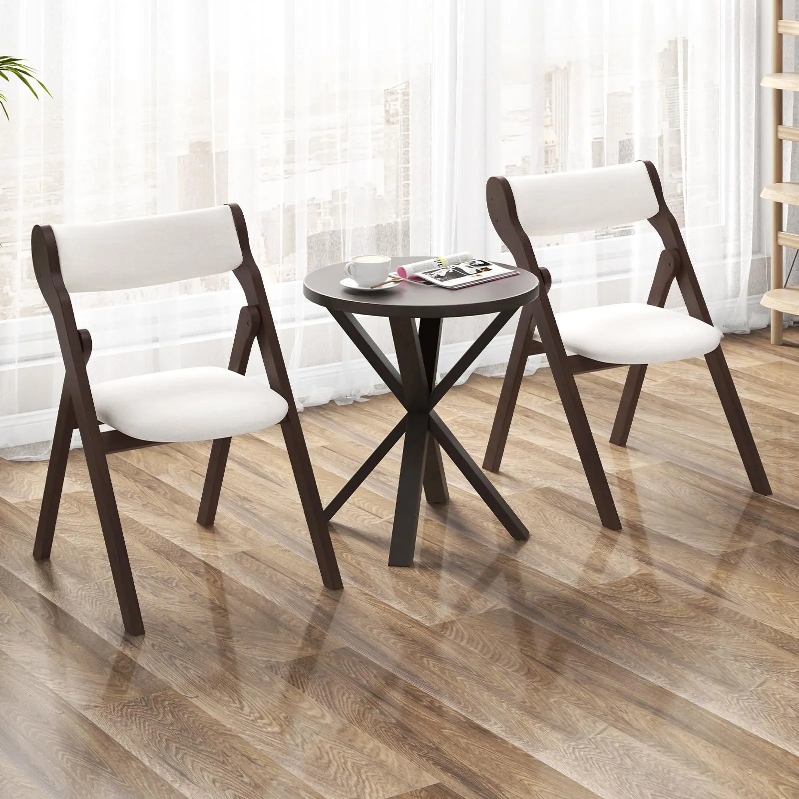 Giantex Folding Dining Chairs, Upholstered Kitchen Chairs w/Comfy Padded Backrest & Seat