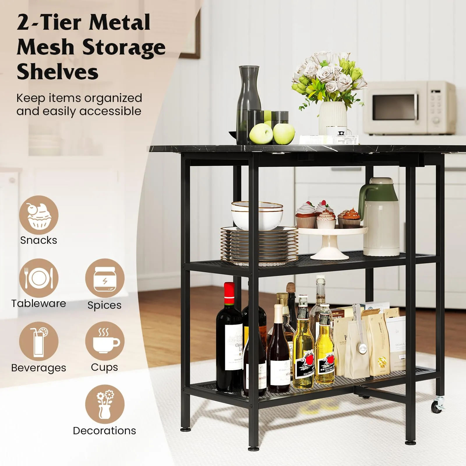 Giantex Folding Dining Table with Lockable Wheels