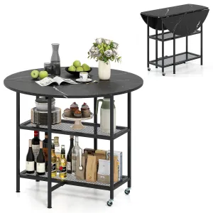 Giantex Folding Dining Table with Lockable Wheels farmhouse dining table, extendable dining table