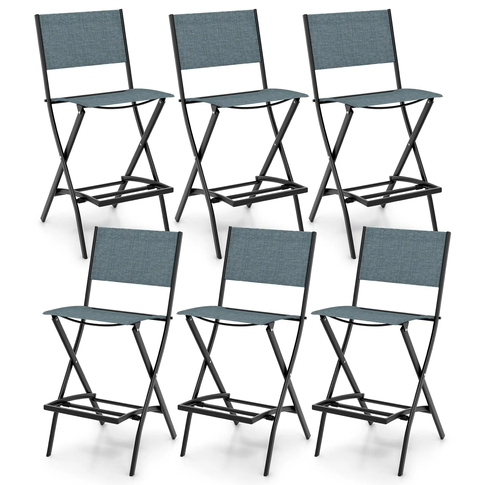 Giantex Folding Patio Bar Chairs Set of 6 kitchen barstool, adjustable bar stool
