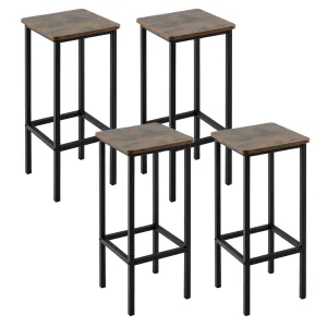 Giantex Industrial Bar Stools Set of 4, 28" Backless Counter Height Bar Stools, Kitchen Island Stools with Footrest kitchen barstool, adjustable bar stool