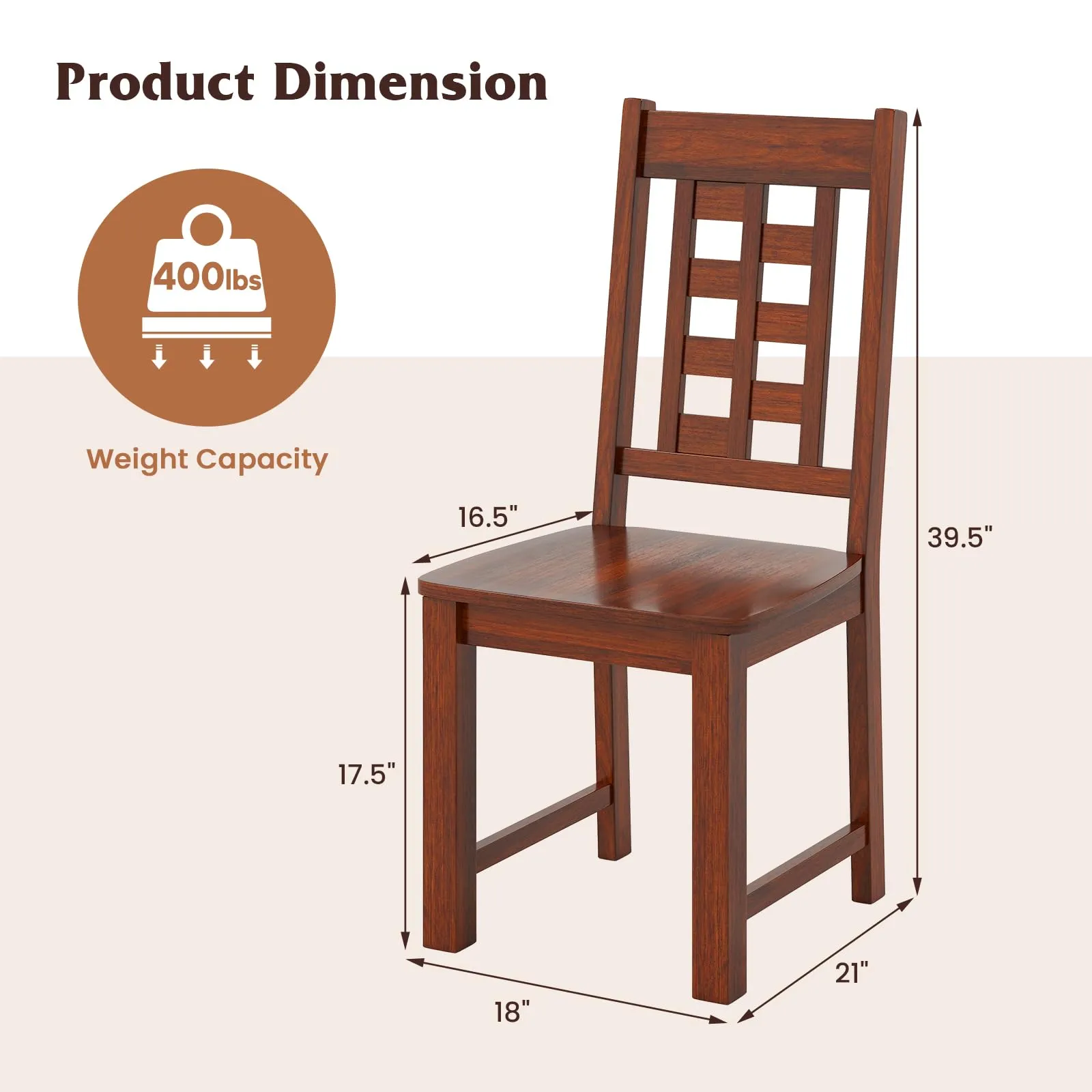Giantex Kitchen Chair with Solid Rubber Wood Frame