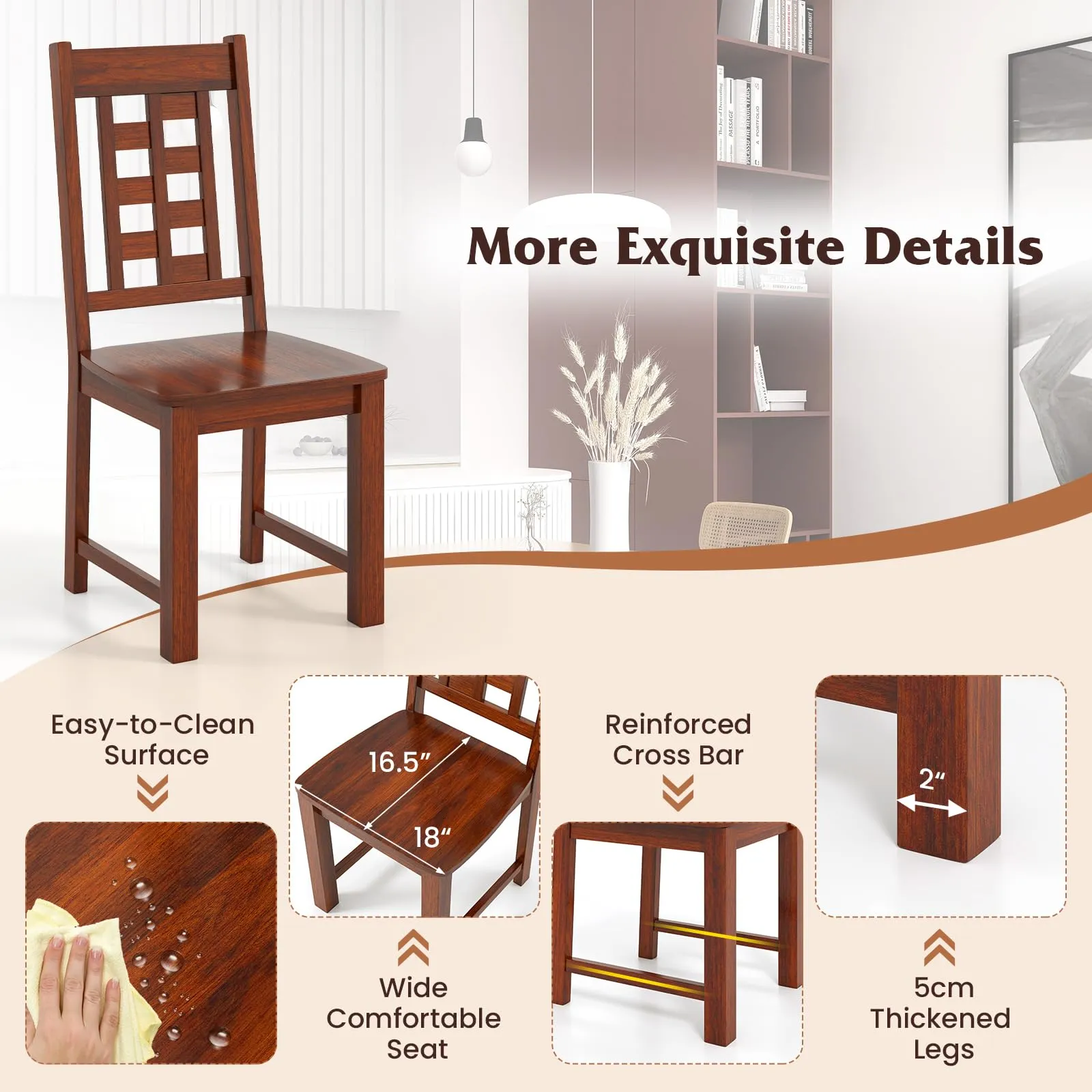 Giantex Kitchen Chair with Solid Rubber Wood Frame