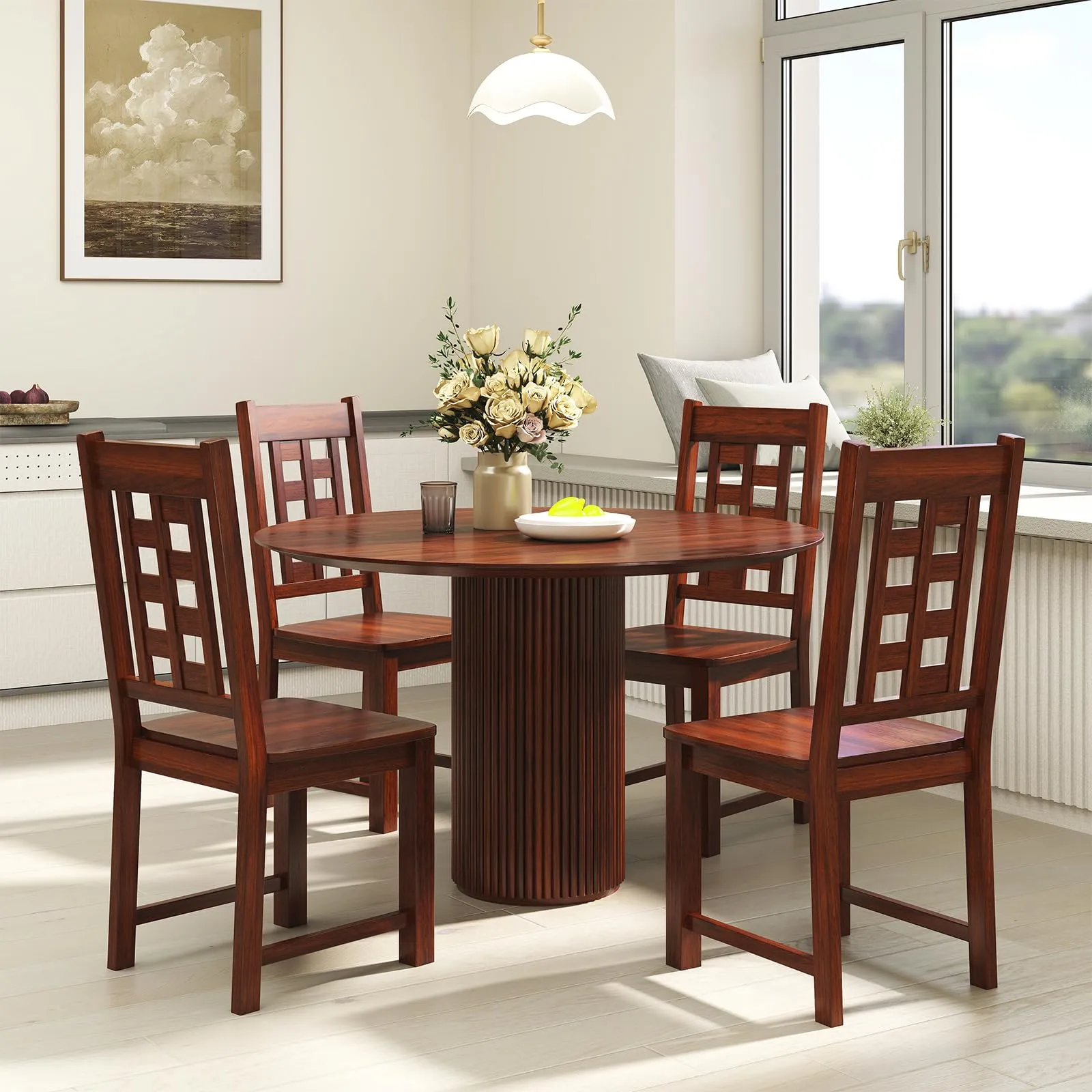 Giantex Kitchen Chair with Solid Rubber Wood Frame