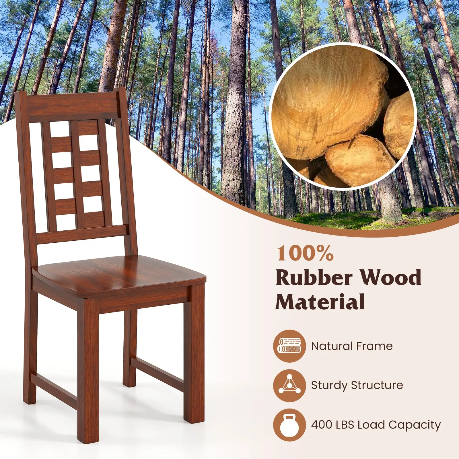 Giantex Kitchen Chair with Solid Rubber Wood Frame