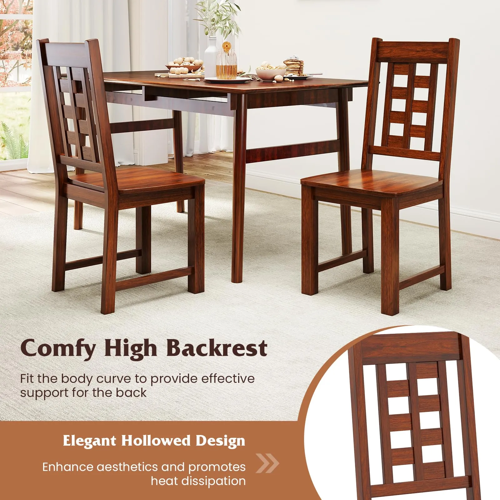 Giantex Kitchen Chair with Solid Rubber Wood Frame