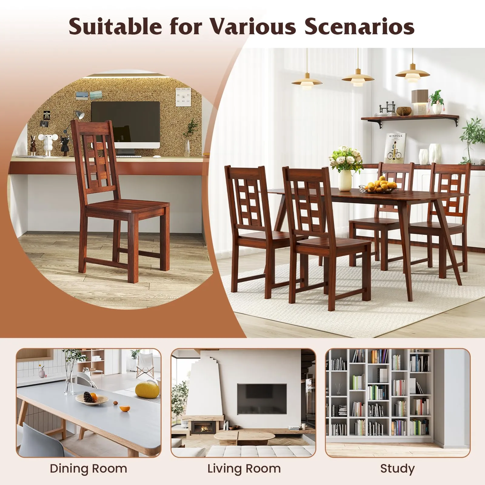 Giantex Kitchen Chair with Solid Rubber Wood Frame