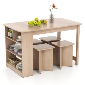 Giantex Kitchen Table Set for 4 with Side Storage Shelf tablecloth, dining table