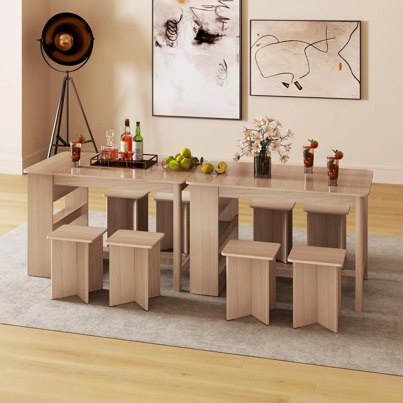 Giantex Kitchen Table Set for 4 with Side Storage Shelf