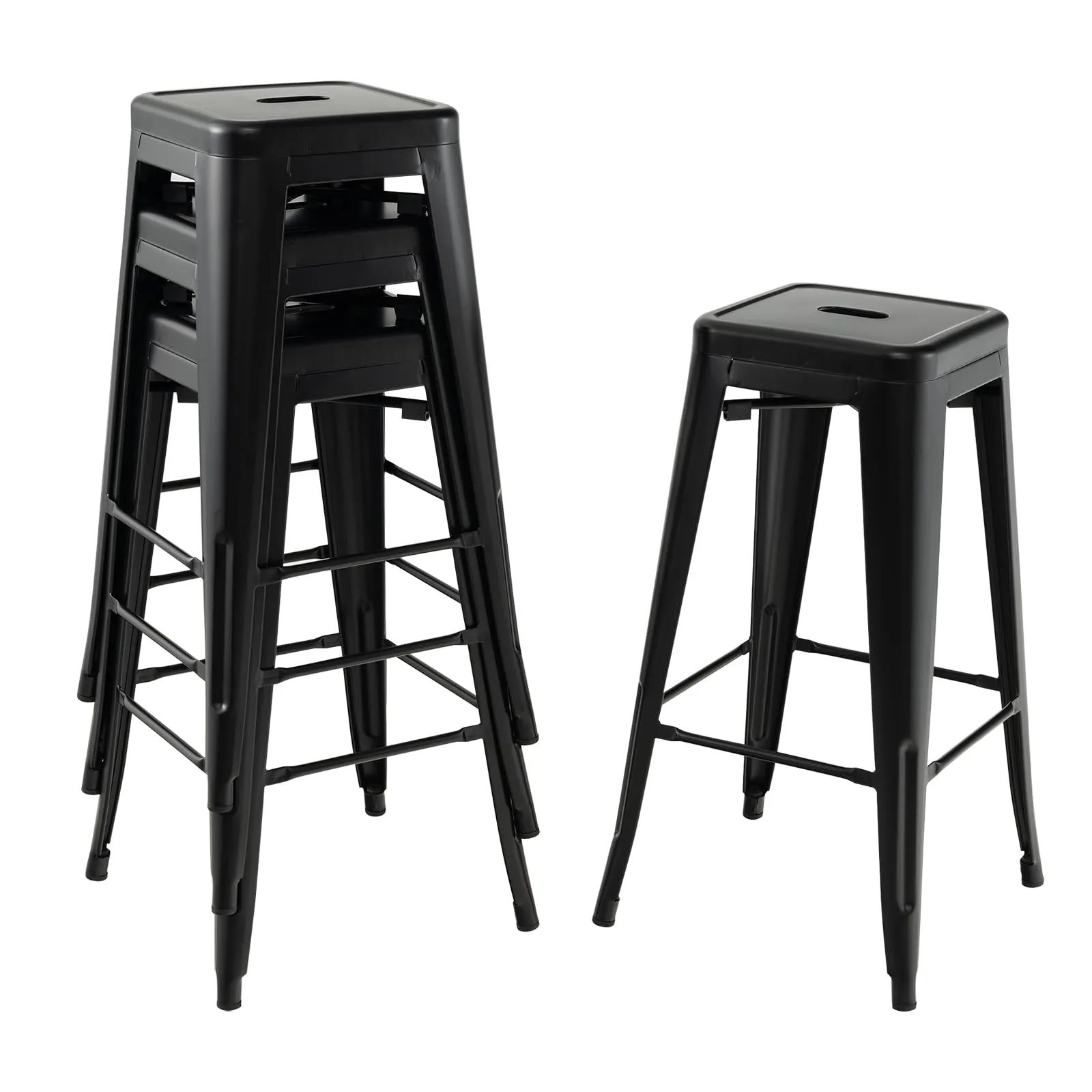 Giantex Metal Backless Bar Stools Set of 4, 30" Bar Height Modern Industrial Barstools w/Cut-out Handle kitchen barstool, adjustable bar stool