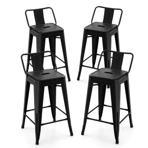 Giantex Metal Bar Stools Set of 4, 24" Counter Height Modern Industrial Barstools w/Removable Bucket Back & Footrest kitchen barstool, adjustable bar stool