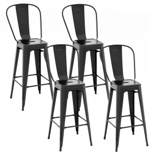 Giantex Metal Bar Stools Set of 4, 30" High Back Bar Height Chairs w/Footrest & Removable Backrest kitchen barstool, adjustable bar stool